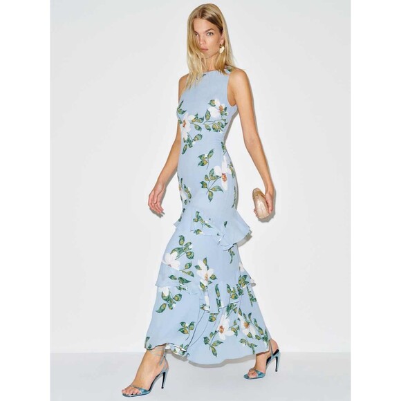 Reformation Dresses & Skirts - NEW Reformation Magnus Dress louisiana Light Blue Floral Tiered maxi Dress, XS